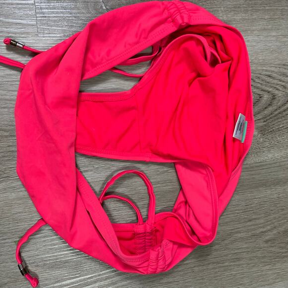 Catalina XL 16-18 Hot Pink Adjustable Ruched High Waist Swim Bottom Bikini - Picture 9 of 9